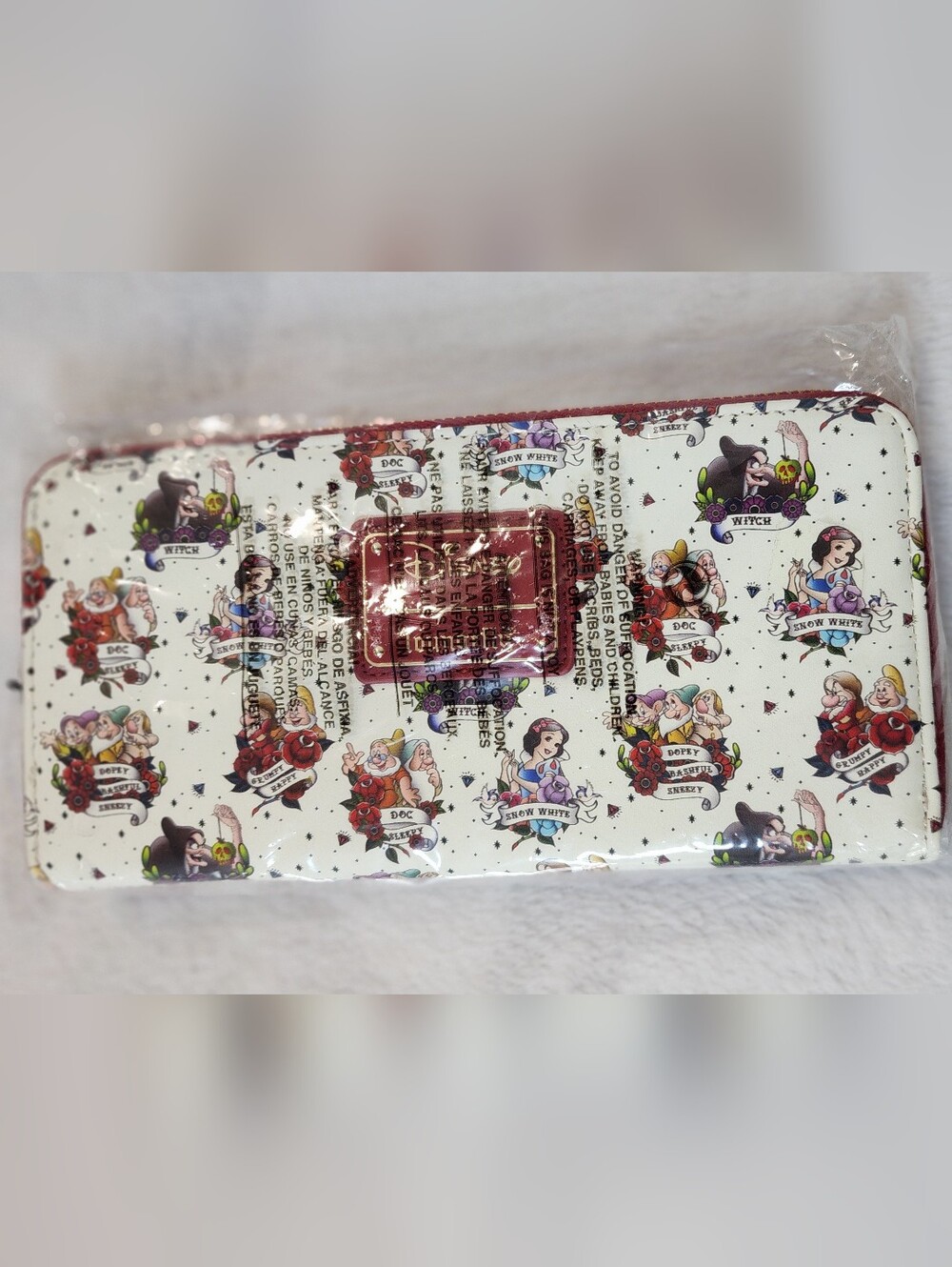 Loungefly Disney Snow White Tattoo Print Zip Around Wallet NWT